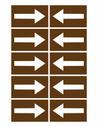 Grid of ten brown blocks with white arrows: left column arrows point right, right column arrows point left.