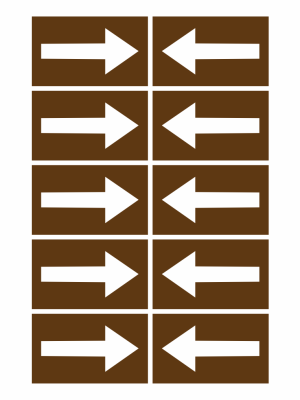 Grid of ten brown blocks with white arrows: left column arrows point right, right column arrows point left.