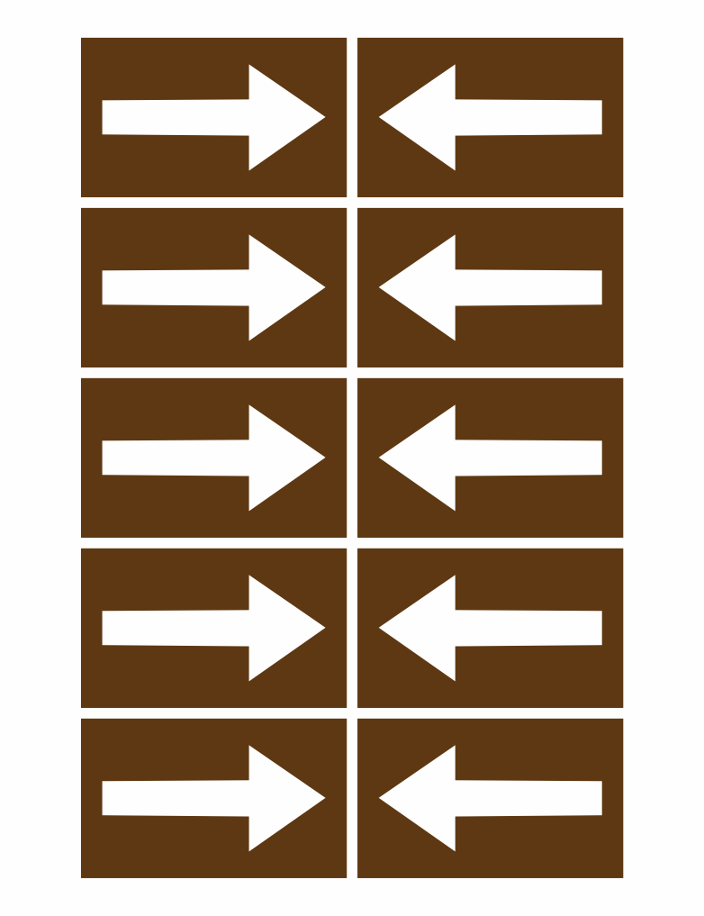 402106-25 | KRIŽAN - safetyshop Grid of ten brown blocks with white arrows: left column arrows point right, right column arrows point left.