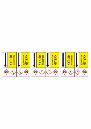 Potrubní pásy dle ČSN - Obousměrný pás s textem: Kyslík / Nebezpečí