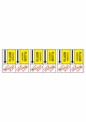 Potrubní pásy dle ČSN - Obousměrný pás s textem: Fluor / Nebezpečí