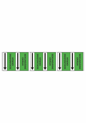 Potrubní pásy dle ČSN - Obousměrný pás s textem: Sekundární okruh