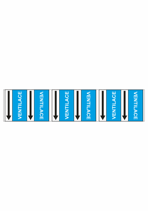 Potrubní pásy dle ČSN - Obousměrný pás s textem: Ventilace