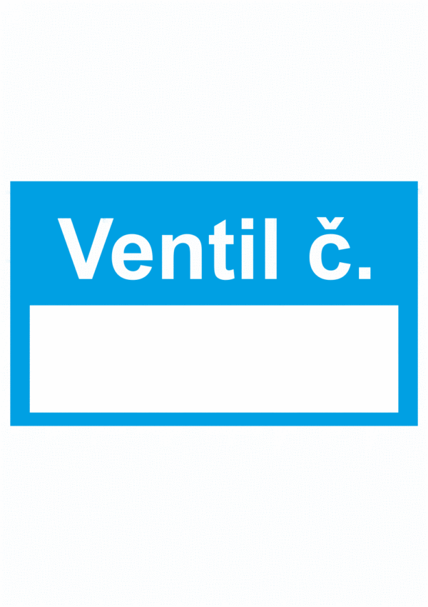 Značení potrubí - Značení ventilů: Ventil číslo (Modrá)