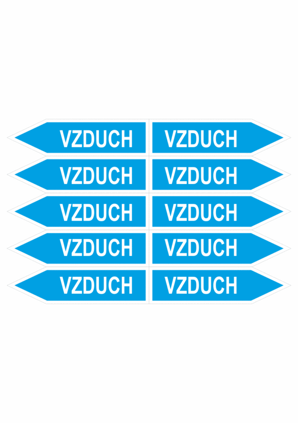 Značení dle ČSN - Jednosměrné potrubní šipky: Vzduch - Velikost 0