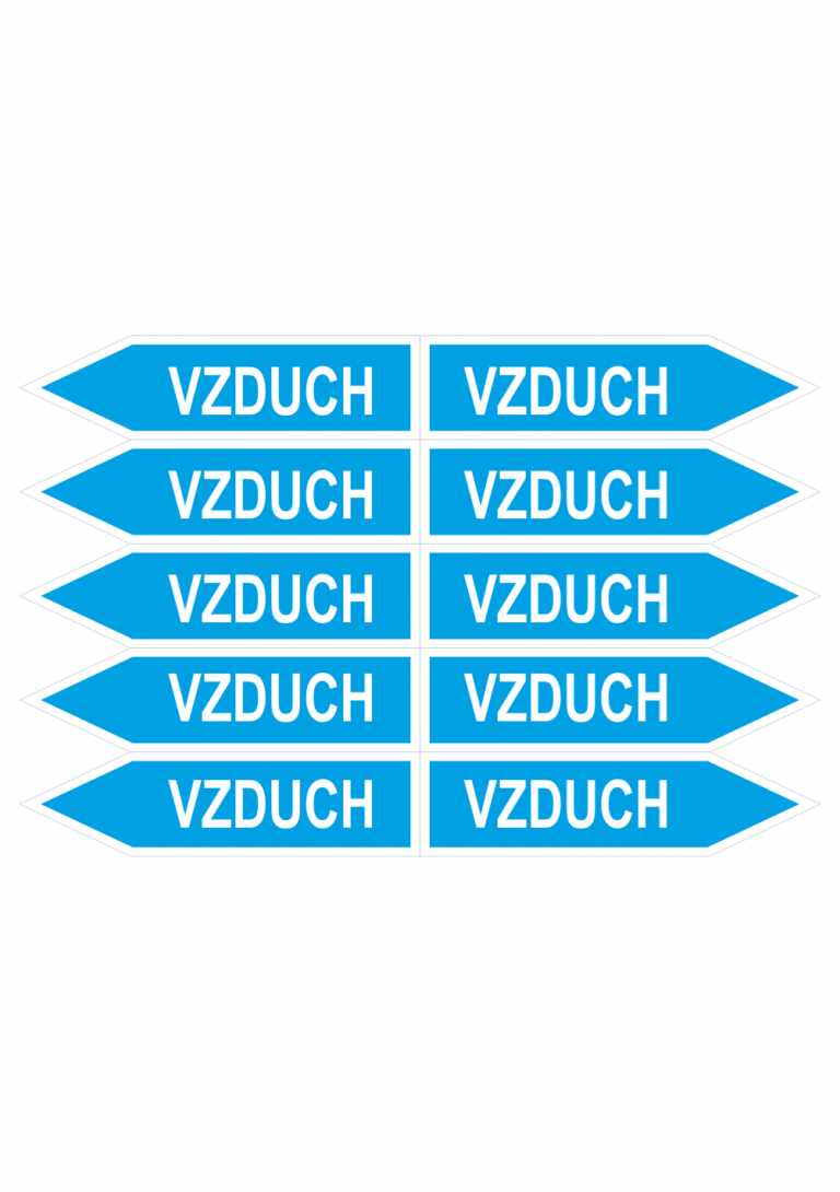 Značení dle ČSN - Jednosměrné potrubní šipky: Vzduch - Velikost 0