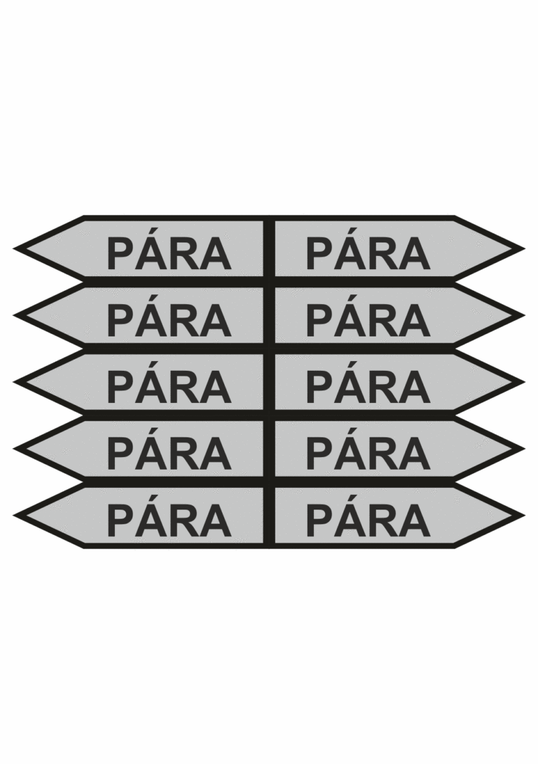 Značení dle ČSN - Jednosměrné potrubní šipky: Pára - Velikost 0