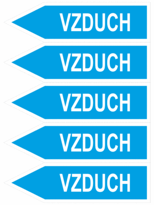Značení dle ČSN - Jednosměrné potrubní šipky: Vzduch - Velikost 1 (Směr vlevo)