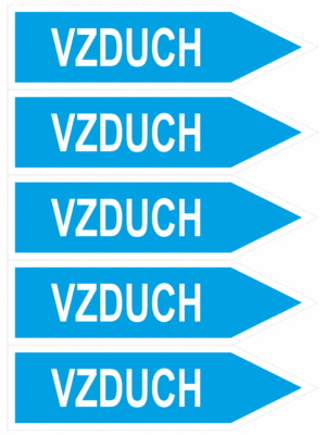 Značení dle ČSN - Jednosměrné potrubní šipky: Vzduch - Velikost 1 (Směr vpravo)
