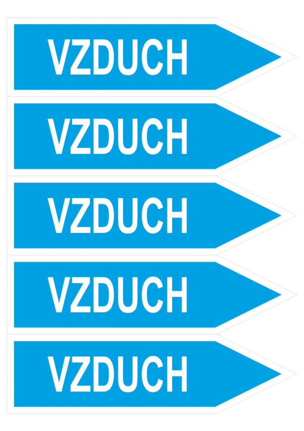 Značení dle ČSN - Jednosměrné potrubní šipky: Vzduch - Velikost 1 (Směr vpravo)