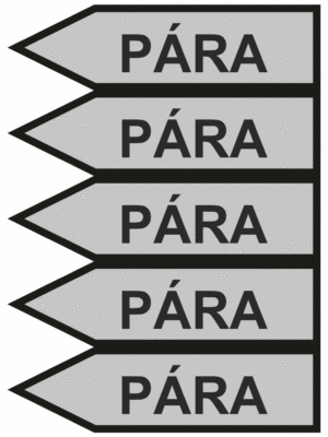 Značení dle ČSN - Jednosměrné potrubní šipky: Pára - Velikost 1 (Směr vlevo)
