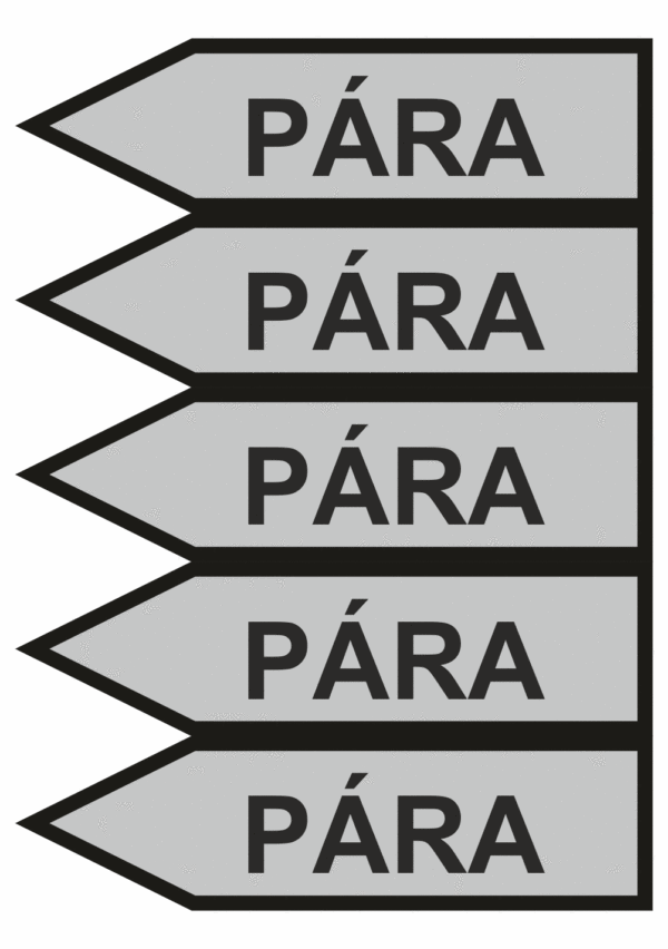 Značení dle ČSN - Jednosměrné potrubní šipky: Pára - Velikost 1 (Směr vlevo)