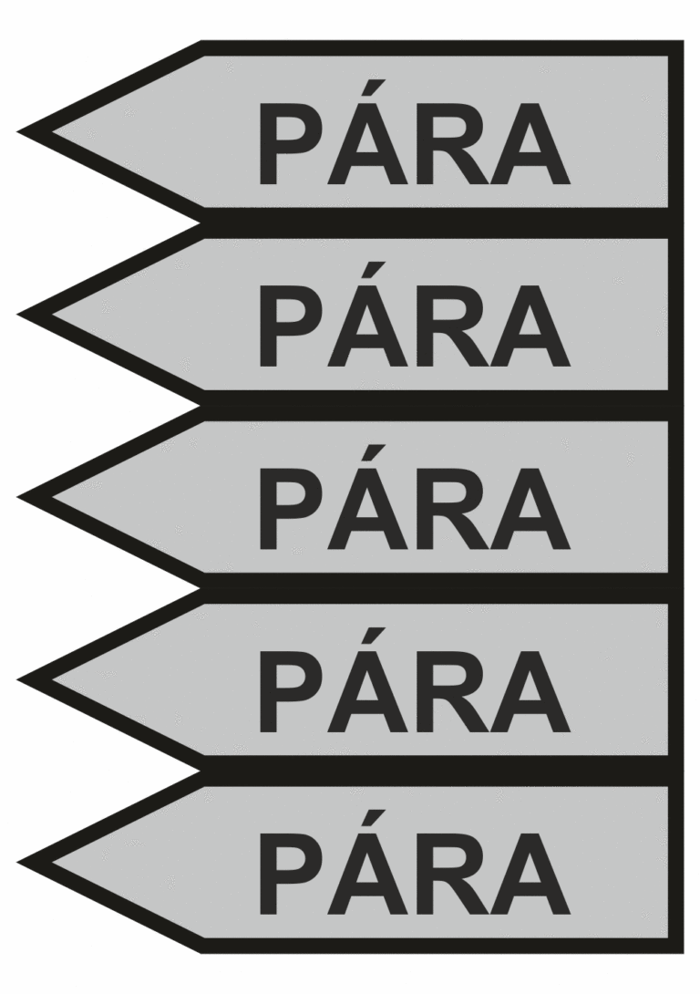Značení dle ČSN - Jednosměrné potrubní šipky: Pára - Velikost 1 (Směr vlevo)