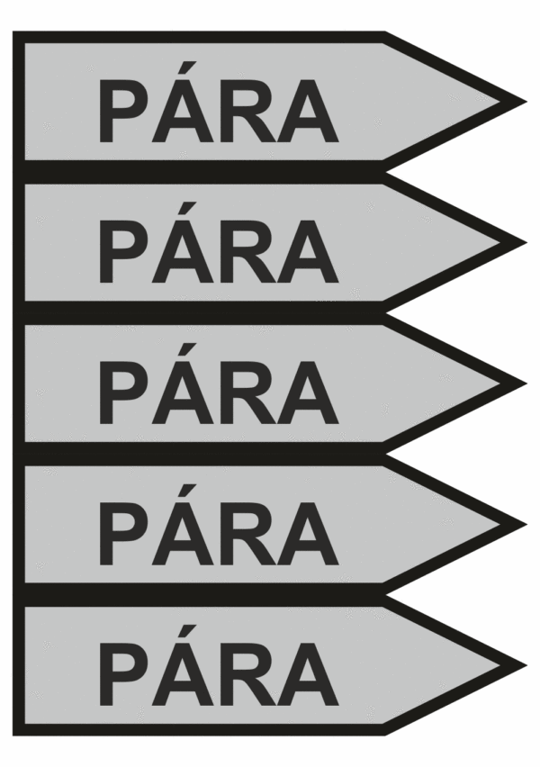 Značení dle ČSN - Jednosměrné potrubní šipky: Pára - Velikost 1 (Směr vpravo)