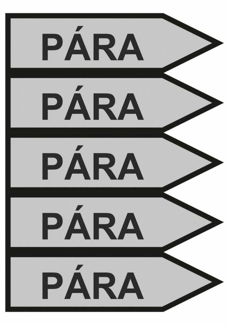 Značení dle ČSN - Jednosměrné potrubní šipky: Pára - Velikost 1 (Směr vpravo)