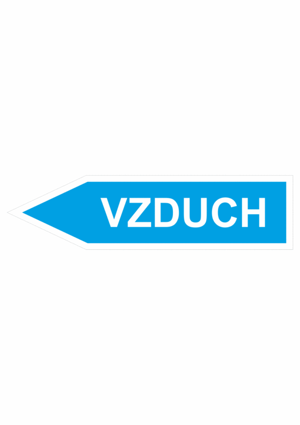 Značení dle ČSN - Jednosměrné potrubní šipky: Vzduch (Směr vlevo)