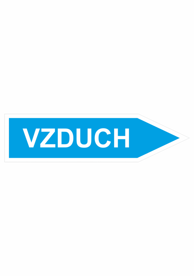 Značení dle ČSN - Jednosměrné potrubní šipky: Vzduch (Směr vpravo)