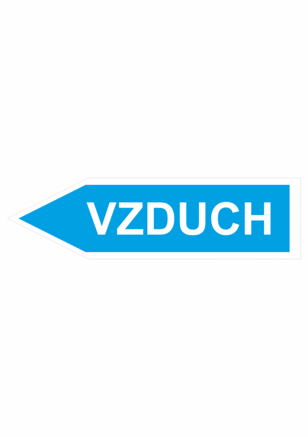 Značení dle ČSN - Jednosměrné potrubní šipky: Vzduch - Velikost 3 (Směr vlevo)