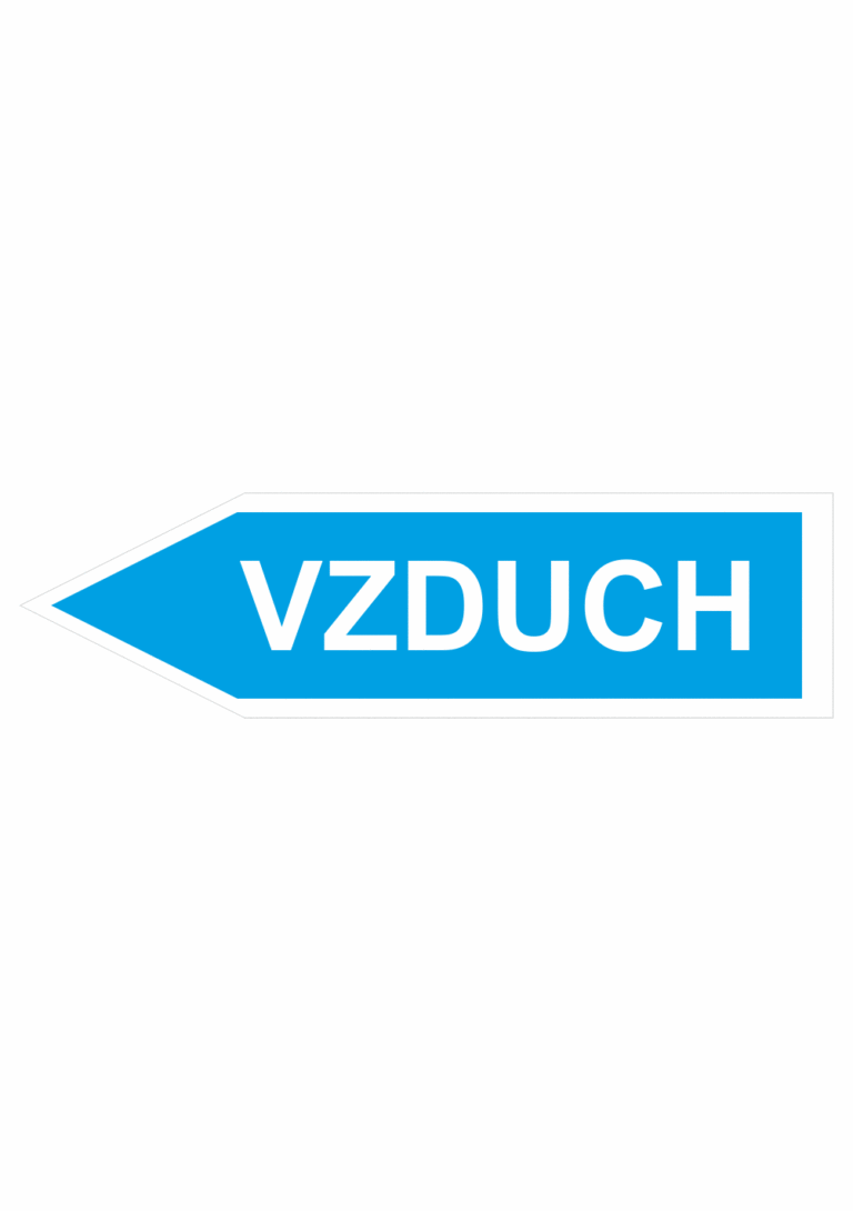 Značení dle ČSN - Jednosměrné potrubní šipky: Vzduch - Velikost 3 (Směr vlevo)