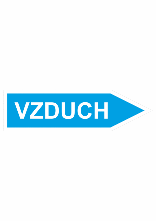 Značení dle ČSN - Jednosměrné potrubní šipky: Vzduch - Velikost 3 (Směr vpravo)