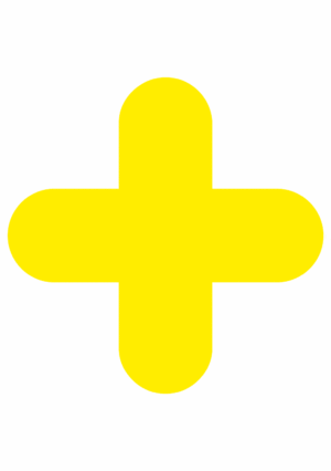 Značení skladů a regálů - Označení míst pro palety: Žlutý kříž