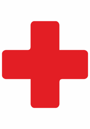 Značení skladů a regálů - Označení míst pro palety: Kříž červený (Hranatý)