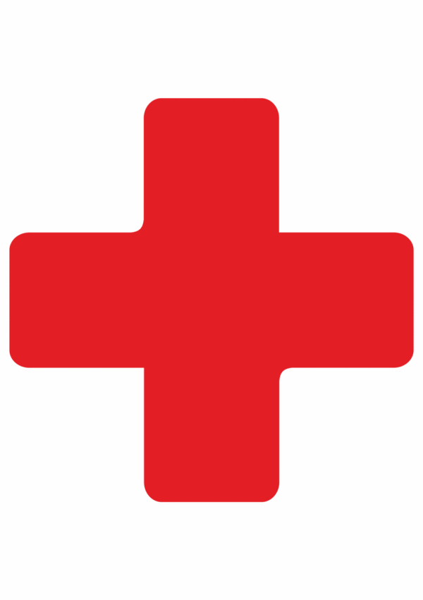 Značení skladů a regálů - Označení míst pro palety: Kříž červený (Hranatý)