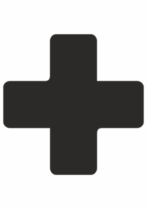 Značení skladů a regálů - Označení míst pro palety: Kříž černý (Hranatý)