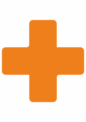 Značení skladů a regálů - Označení míst pro palety: Kříž oranžový (Hranatý)