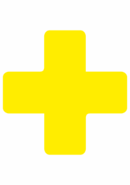 Značení skladů a regálů - Označení míst pro palety: Kříž žlutý (Hranatý)