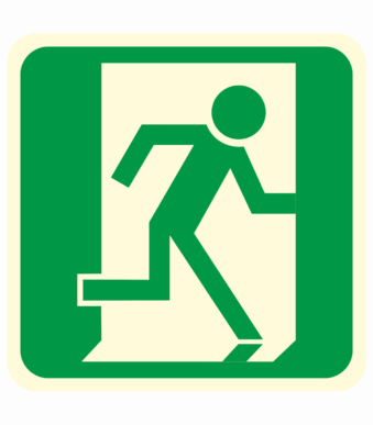 Fotoluminiscenční podlahové značení - Podlahový symbol: Únikový východ vpravo