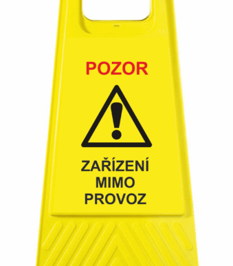 Podlahové pásky a značky - Výstražné tabule: "Pozor / Zařízení mimo provoz"