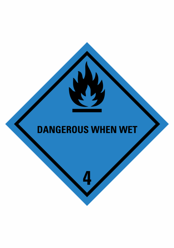 Značení nebezpečných látek a obalů - Symboly ADR: Dangerous when wet (ADR Třída 4.3)