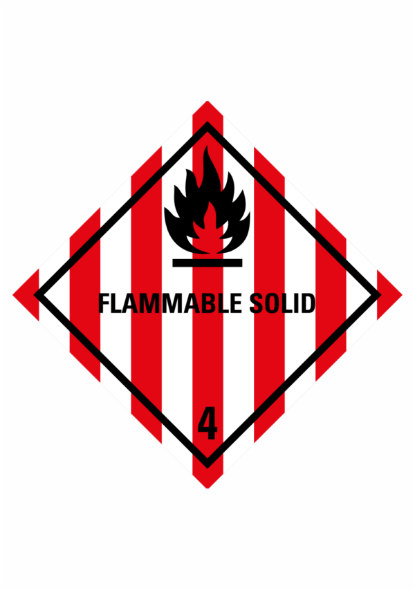Značení nebezpečných látek a obalů - Symboly ADR: Flammable solid (ADR Třída 4.1)