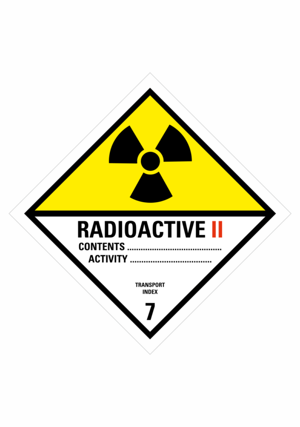 Značení nebezpečných látek a obalů - Symboly ADR: Radioaktivní látky kategorie II (ADR Třída 7)