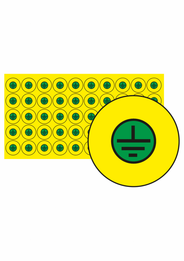 Značení elektro a ESD - Symboly a aršíky: Znak uzemnění v kruhu