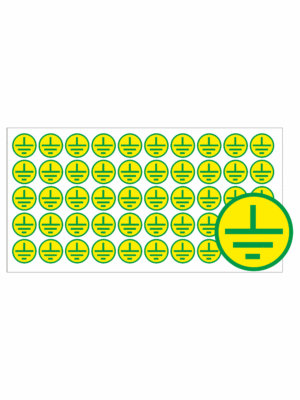 Značení elektro a ESD - Symboly a aršíky: Znak uzemnění v kruhu (Zelený tisk - Aršík)