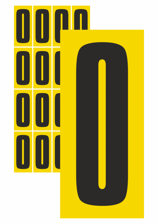Čísla a písmena - Číslo na samolepicí fólii PVC: 0 (Žlutý podklad)