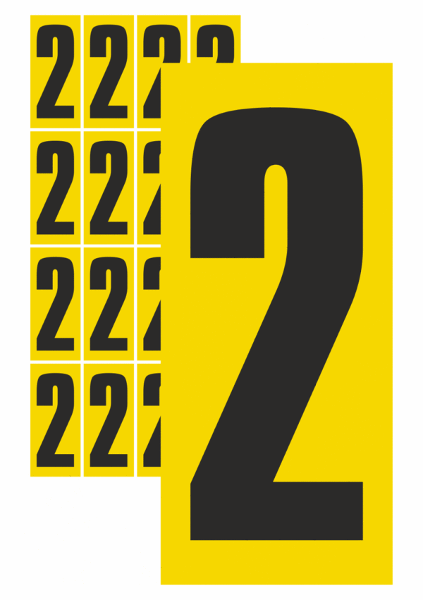Čísla a písmena - Číslo na samolepicí fólii PVC: 2 (Žlutý podklad)