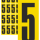 Čísla a písmena - Číslo na samolepicí fólii PVC: 5 (Žlutý podklad)