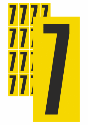 Čísla a písmena - Číslo na samolepicí fólii PVC: 7 (Žlutý podklad)