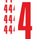 Čísla a písmena - Číslo na samolepicí fólii PVC s bílým podkladem: 4 (Červené)