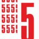 Čísla a písmena - Číslo na samolepicí fólii PVC s bílým podkladem: 5 (Červená)