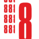 Čísla a písmena - Číslo na samolepicí fólii PVC s bílým podkladem: 8 (Červená)