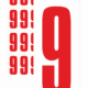 Čísla a písmena - Číslo na samolepicí fólii PVC s bílým podkladem: 9 (Červená)