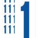 Čísla a písmena - Číslo na samolepicí fólii PVC s bílým podkladem: 1 (Modrá)