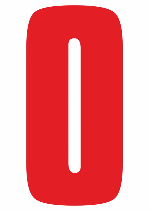 Čísla a písmena - Řezané číslo na samolepicí fólii PVC: 0 (Červená)