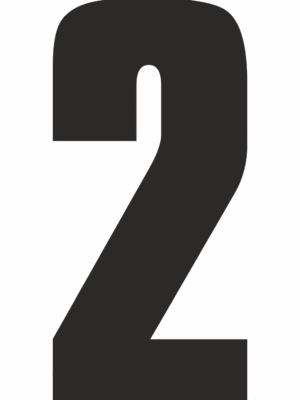 Čísla a písmena - Řezané číslo na samolepicí fólii PVC: 2 (Černá)