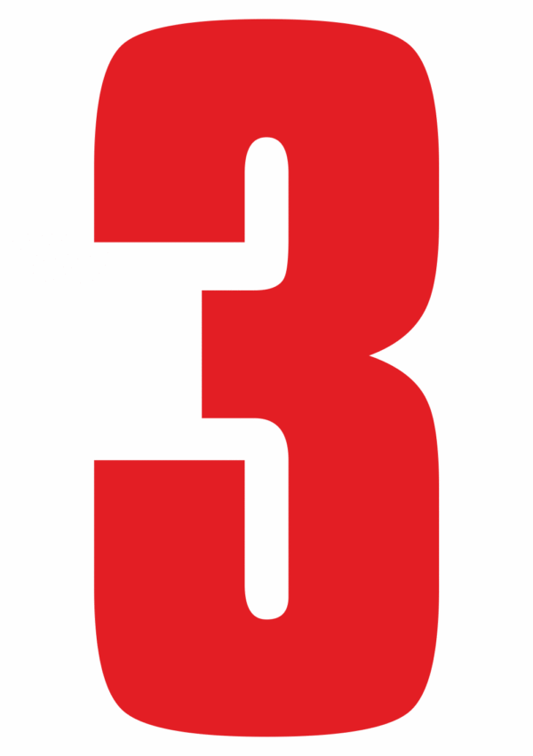 Čísla a písmena - Řezané číslo na samolepicí fólii PVC: 3 (Červená)