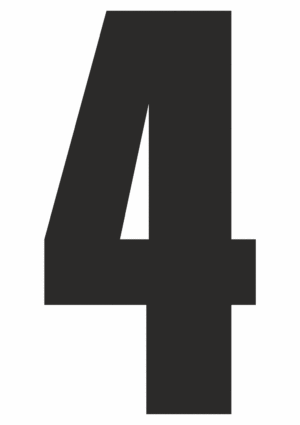 Čísla a písmena - Řezané číslo na samolepicí fólii PVC: 4 (Černá)